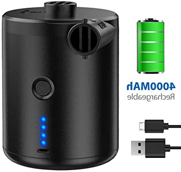 tomight Bomba de Aire Eléctrica,Inflador Eléctrico Recargable Portátil con 3 Boquellas,Alta presión para Inflar/Desinflar Colchón Hinchable, Piscinas, Barcos, Juguetes Hinchable o Camping