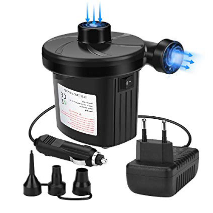 Awroutdoor Bomba de Aire Eléctrica,Bomba De Aire Portátil para Inflar/Desinflar Bote Inflable, Colchón de Aire, Juguetes Hinchable, con 3 Boquillas,230V AC / 12V DC