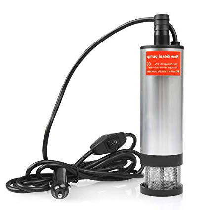 QLOUNI 12V 35L/min Bomba Sumergible de Agua del Acero Inoxidable Bomba de Combustible Diesel Transferencia de Líquido Diámetro 51mm Cable de 2.6m con Encendedor de Cigarrillos para Coche
