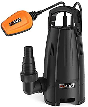 TACKLIFE Bomba Sumergible, Bombas de Aguas Sucias 400W, 9000 L/H, 6M de Inmersión, 5M de Altura de Entrega, 8 Impulsores Potencia, Máx Gránulo 25 mm, Cable de 10M, Interruptor de Flotación GSUP2B