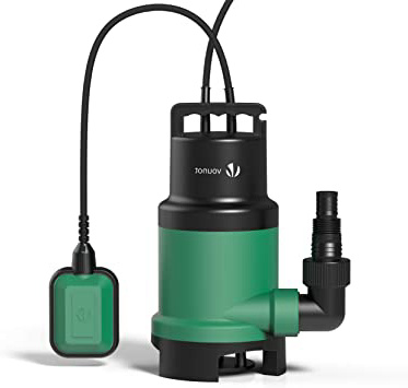 VOUNOT Bomba Sumergible, Bombas Aguas Sucias, 750W, Máx Caudal 14000 l/h, 7M de Inmersión, 7.5M de Altura de Entrega, Máx Gránulo 25 mm, con Interruptor de Flotador