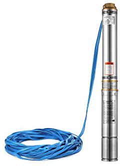 Cueffer Bomba para Pozos 220V 1HP 0.75KW Bomba de Agua Sumergible 67m 6500L / H Bomba de Pozos Profundos con el Cordón de 20m Deep Well Pump (0.75KW)