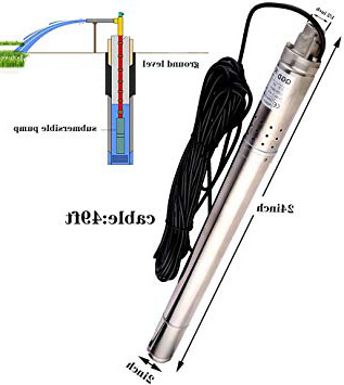 SHYLIYU Bomba de Agua 0.5Hp Cabeza Máxima 50M Bomba Sumergible de Pozo Profundo Calibre de 1/2 Pies 2"OD Bomba de Perforación de Tubo para Uso Industrial y Doméstico Agricultura