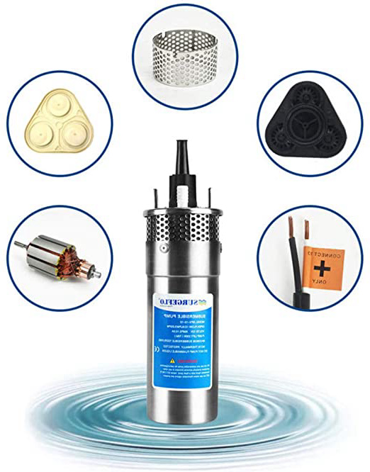 InLoveArts Bomba Sumergible de Acero Inoxidable, 3.2GPM 4"Bomba de Pozo Profundo Bomba Sumergible Bomba de Agua Solar para Fuentes, estanques, acuarios (12V)
