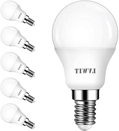LVWIT Bombillas LED P45 E14 (Casquillo Fino) - equivalente a 40W, 470 lúmenes, Color blanco cálido 2700K, No regulable - Pack de 6 Unidades.