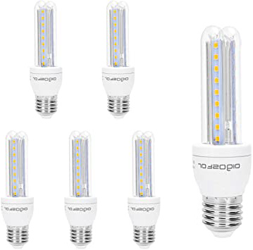 Aigostar - Pack de 5 Bombillas LED T3 2U 8W, E27 casquillo gordo, Luz Cálida 3000K, Ángulo 360°, 640 lúmenes, no regulable