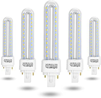Aigostar- Pack de 5 Bombilla PLC 2U, tubo de12 W, Maiz G24, Luz fría 6400K