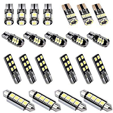 Justech Kit de Bombillas LED Luz de Coche Interior Para el Interior del Automóvil Mapa de la Cúpula Puerta Placa de Cortesía Luces Festón C5W T10 168 194 2825 Xenón Blanco
