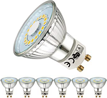 EACLL Bombillas LED GU10 4000K Blanco Neutro 5W 450 Lúmenes Equivalente 50W Halógena Lámpara. 120 ° Luz Blanca Neutra natural Spotlight, 6 Pack