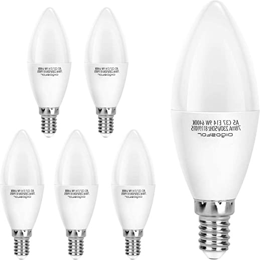 
                
                    
                    
                

                
                    
                    
                        Aigostar Pack de 5 Bombillas LED Vela 9W， 720 lúmenes luz blanca fría 6400K, E14 [Clase de eficiencia energética A+]
                    
                

                
                    
                    
                
            