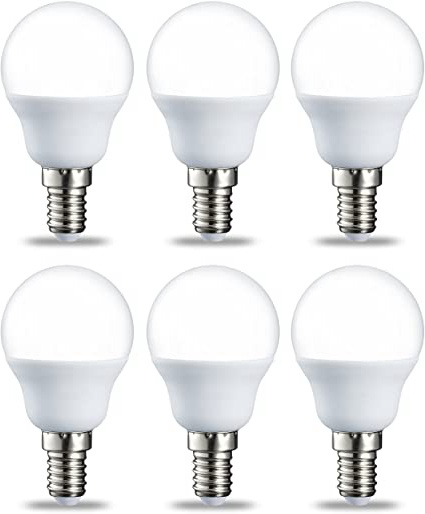 AmazonBasics Bombilla LED E14, P45, 5.5W (equivalente a 40W), Blanco Cálido- 6 unidades