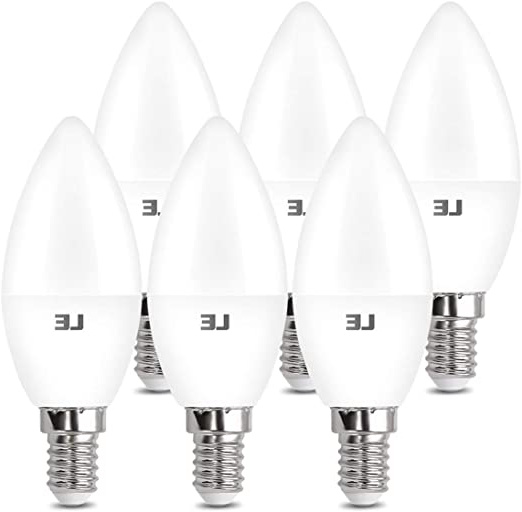 LE Bombilla Vela LED E14, Bombilla E14 5.5W reemplaza a la bombilla de 40W, 470 lúmenes, blanco cálido 2700K, ángulo de haz de 200 °, Ideal para candelabros, paquete de 6