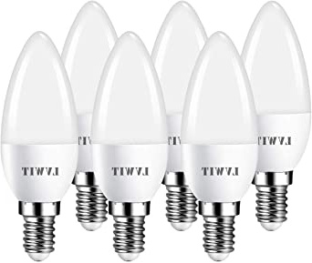 LVWIT Bombillas LED Vela E14 (Casquillo Fino) - 5W equivalente a 40W, 470 lúmenes, Color blanco frío 6500K, No regulable - Pack de 6 Unidades. (View amazon detail page)