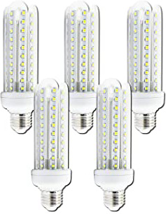 Aigostar - Bombilla LED B5 T3 4U, E27,15W, Ángulo 360°, Luz Blanca Fría 6400K, 1200 lúmenes, no regulable -Pack de 5