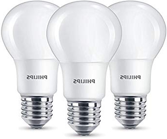 Philips Bombilla LED estándar E27, 8W equivalentes a 60W en incandescencia, 806 lúmenes, luz blanca cálida, pack de 3