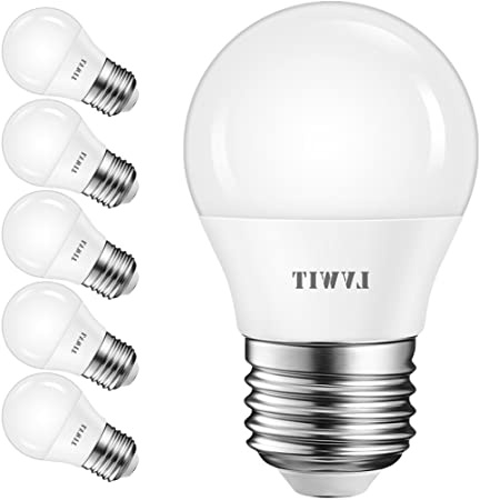 LVWIT Bombillas LED G45 E27 (Casquillo Gordo) - 5W equivalente a 40W, 470 lúmenes, Color blanco frío 6500K, No regulable - Pack de 6 Unidades.