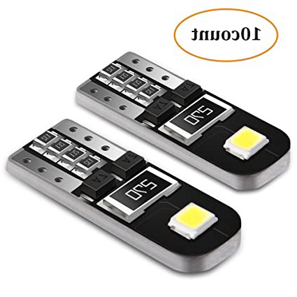 10X T10 Coche LED Bombillas W5W 12V 6000K, AGPTEK 2 SMD 2835 LED Canbus como Luz de Matrícula, Luz de Puertas Laterales, Luz Interior o Exterior del Coche, Luz Blanco