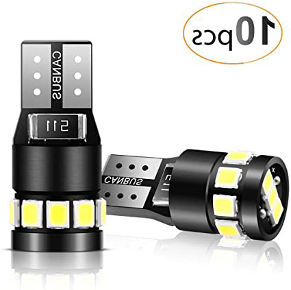 10 Paquetes T10 LED Canbus Bombillas de 6000K, AGPTEK T10 W5W Bombilla LED Blanco Super Brillante para Coche de Interior y Exterior