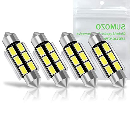 SUMOZO C5W Bombilla LED Festoon Bombillas LED Canbus sin errores 6SMD 5730 para interior de coche domo mapa puerta matrícula Bombillas 6000K Xenon Blanco Pack de 4 (36MM)