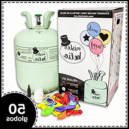 Bombona de Helio Desechable Mister Helio, para hinchar 50 Globos de Latex incluidos