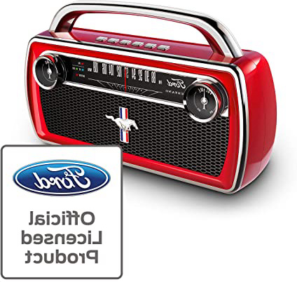 ION Audio Mustang Stereo - Altavoz Boombox Estéreo Inalámbrico Bluetooth, Portátil y Recargable con Radio FM, en estilo retro Ford Mustang