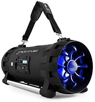 auna Soundstorm Altavoz Boombox con Bluetooth (Altavoz portátil con batería, 1000 W Potencia, USB, NFC, Bluetooth, Radio FM, Amplificador Digital, Correa para Transporte) - Negro y Naranja