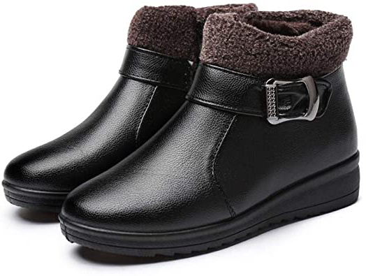 Mujer Botas de Nieve Zapatos Invierno Impermeables Calientes Botine Forradas Cortas Tobillo Boots de Cuero