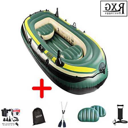 RUXINGGU El último Bote Inflable de Pesca Engrosado, lancha motora, Kayak, Pesca, aerodeslizadores, 1.13 m * 2.43 m más Paleta, Bolsa de Almacenamiento, Bomba de Aire de Doble Uso, Bomba de Mano