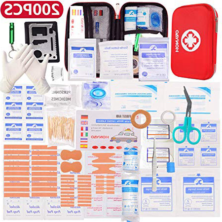 HONYAO Botiquín de Primeros Auxilios, Mini Kit de Supervivencia - Bolsa Médico de Emergencia Completo para Coche Barco Motocicleta El Hogar Lugar de Trabajo Mochila y Acampar Senderismo Viaje