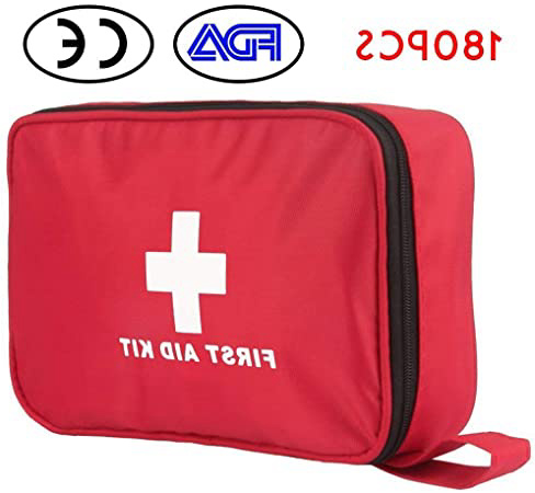 Botiquín de Primeros Auxilios de 180 Piezas WEINAS® Kit de Primeros Auxilios Súper Compacto y Profesional para Hogar, Oficina, Deportes, Senderismo, Supervivencia, Emergencias, Viajes, Camping - Rojo