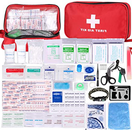 Botiquín de Primeros Auxilios de 200 Piezas,con Hielo, Manta de Emergencia,Máscara de RCP, Survival Tools Kit Bolsa Médica Emergencias para Coche, Hogar, Camping, Caza, Viajes, Aire Libre o Deportes