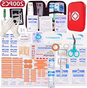 HONYAO Botiquín de Primeros Auxilios, Mini Kit de Supervivencia - Bolsa Médico de Emergencia Completo para Coche Barco Motocicleta El Hogar Lugar de Trabajo Mochila y Acampar Senderismo Viaje