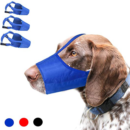 ILEPARK Bozal para Perros, 1 Set de 3 Bozales de Perros Ajustables de Nylon para Perros Pequeños Grandes Medianos para Evitar Morder, Ladrar y Masticar (S,Azul)