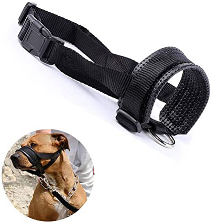 Bello Luna Bucle de Boca para Perro de Nylon con Relleno Extra Suave Cubierta para la Boca del Perro Evita Que muerda, ladre y mastique - L/Negro