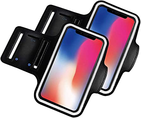 Brazalete movil Running Pack 2 uds Compatible con Todos los telefonos moviles de hasta 6.8" Pantalla Funda movil para Correr Brazalete Deportivo movil Porta movil Running Negro