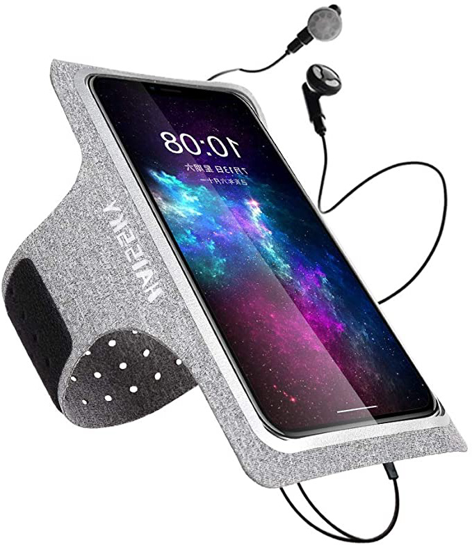 HAISSKY Brazalete Deportivo para Correr Brazalete Móvil Deportivo con Soporte para Llaves, Cables y Tarjetas para iPhone XS MAX XR X 8 Plus/7 Plus, Galaxy S9/S8 Plus Huawei P20 y Más (Gris)