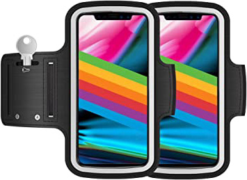 AR-Gun Brazalete Deportivo Pack 2 uds valido para Smartphones de hasta 6.8" Compatible con iPhone 11 Pro MAX XS MAX 11 Samsung Galaxy S20 Plus S10 Plus S9 Plus S8 Plus (Negro)