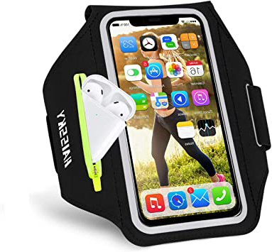 Brazalete Deportivo para Corre con Airpods Holder,HAISSKY Brazalete Móvil Deportivo para iPhone 11 Pro MAX/iPhone 11 Pro/iPhone XS MAX/iPhone XR/ 8 Plus/8 Galaxy S9/S8 Plus,Huawei P20 hasta 6.8"