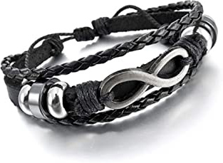 AIUIN 1X Retro Brazalete Patrón de Logotipo de Dios del Sol Pulsera de Cuero Trenzado para Hombre Pulsera Decorativa