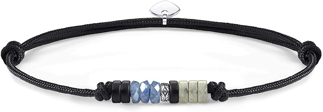 Thomas Sabo Pulsera cuerda de Hombre con Plata, Labradorite, Negro