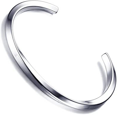 Vnox Acero Inoxidable facetado Brazalete de Brazalete Abierto Irregular para Hombres Mujeres,60 mm de diámetro