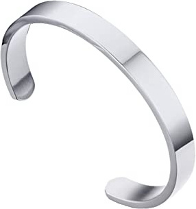 PAURO Hombre Mujer de Acero Inoxidable de Apertura de Pulsera Lisa para Unisexo