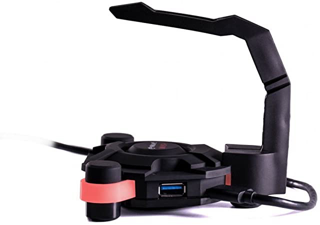 Mars Gaming MMS2 - Hub 4 USB 3.0, Soporte para el Cable del ratón, LED Rojo