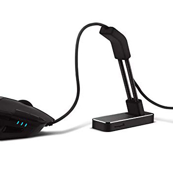 Bungee para Ratones, Stageek Soporte para cable de ratón gaming, cable de aleación de aluminio, sistema de gestión del ratón, flexible soporte de cable para ratón, fijador para Esports Gaming, Negro