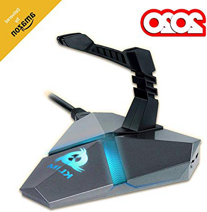 KLIM Bungee - Extensión para ratón - 3 x HUB USB 3.0 - Multifunción - Producto Retroiluminado - Organizador de Cables - 5 años de garantía - Nueva 2020 Versión - Negro