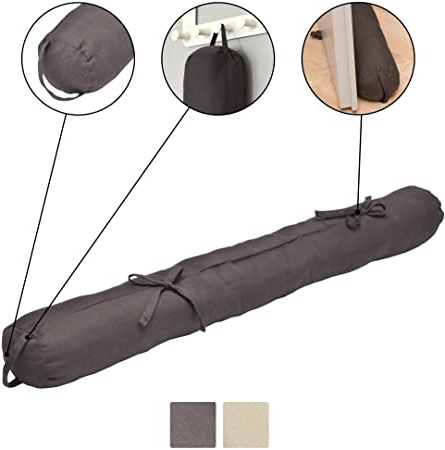 Beautissu Burlete Puerta Bloqueador de Corrientes Viento para Puertas o Ventanas con práctica asa - 10x90 cm - Antracita