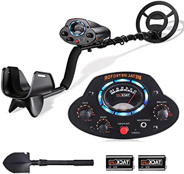 Detector de Metales, TACKLIFE Detector Profesional, Ajustable y IP68 Impermeable, Función de Precisión, Sensibilidad y Controlador de Volumen para Adultos y Niños, Pala y Baterías Incluidas - MMD04