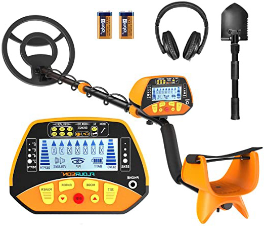 FLOUREON Detector de Metales Profesional con Función de Pinpointer para Niños y Adultos, Alta Sensibilidad Ajustable, 3 Modos de Busca, Pantalla LCD, Bobina Impermeable y Auriculares Incluídos