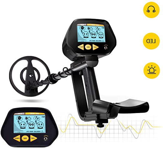 INTEY Nuevo Detector de Metales para Niños Intermedio con Alta Sensibilidad, Gran Pantalla LCD con Iluminación de Fondo, Bobina de Búsqueda Impermeable para Aventuras al Aire Libre