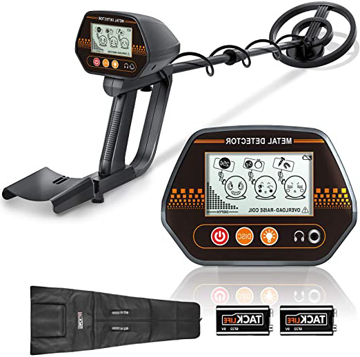 TACKLIFE Detector de Metales, 3 Tono de Audio y Modo Disco, con LCD Pantalla Retroiluminada Grande, Ajuste de Altitud(60-90 cm), Indicador de Batería, Impermeable y Bolsa de Transporte - MMD02